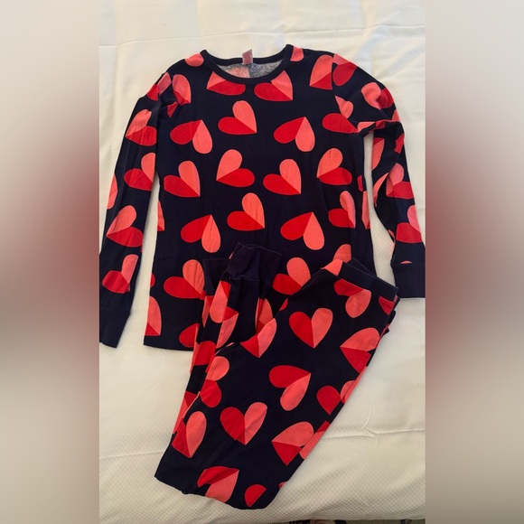 Target Hanes valentines pjs Navy and Red Heart Pajama Set Sz S - Picture 3 of 6